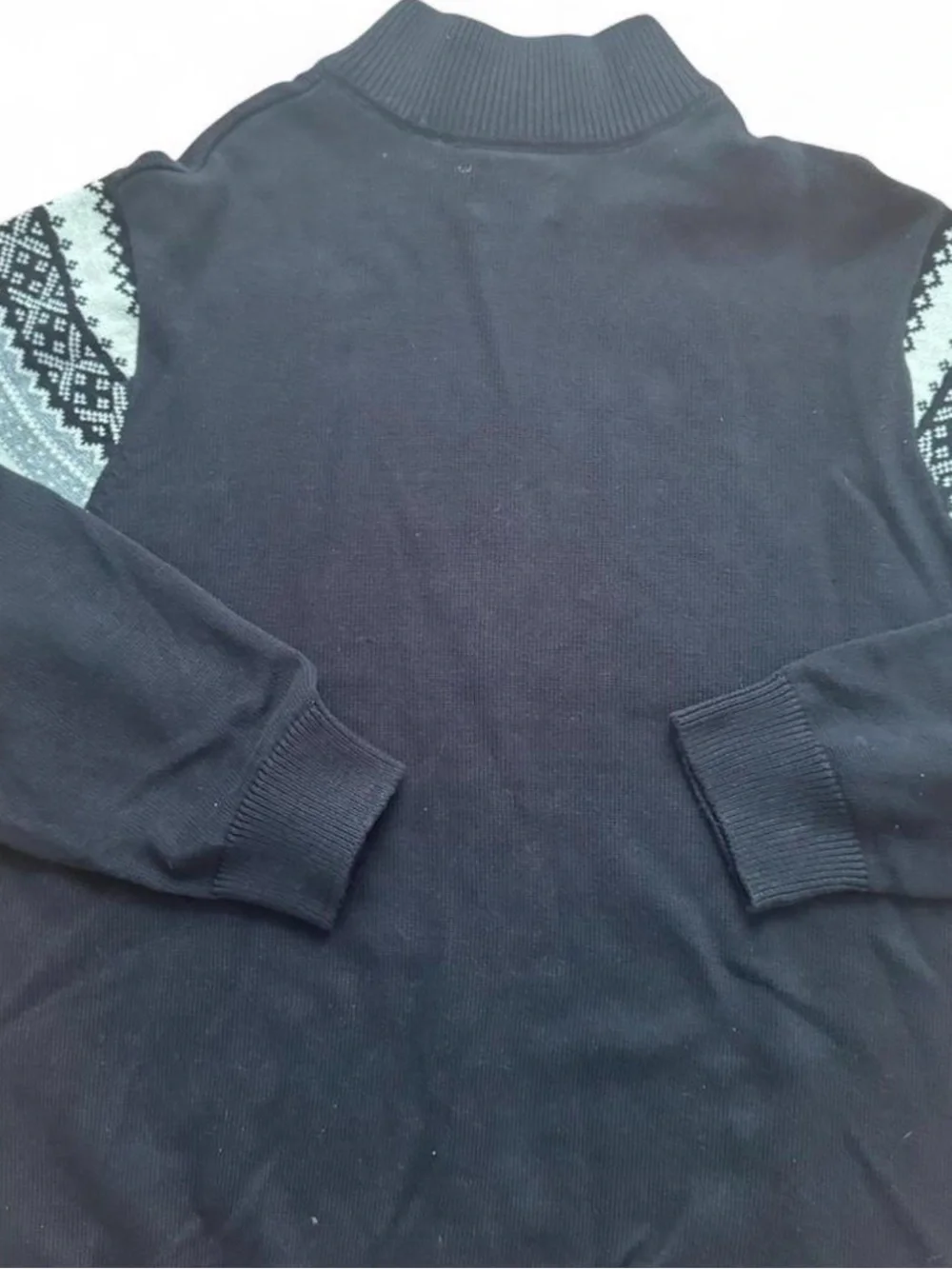 Chaps Mens 2XL Full Zip Christmas Sweater NWT Black Snowflake Mock Neck Cotton - Picture 11 of 14